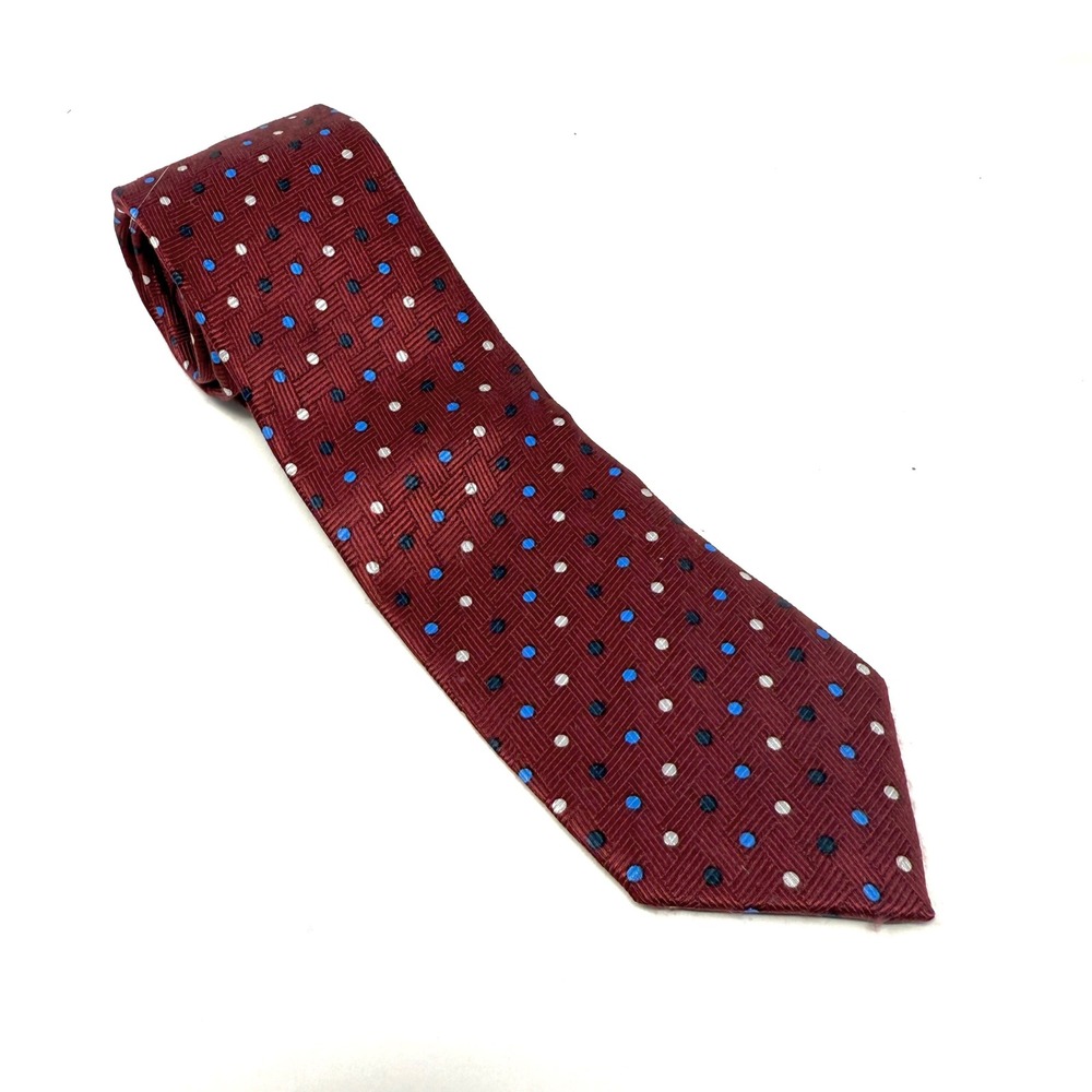 Calvin Tie Burgundy Polka‎ Dot Silk Handmade Designed in Italy Kids Boy